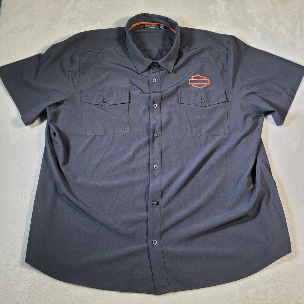 Harley Davidson Performance Shirt Mens 4XL Black Short Sleeve Ripstop Logo